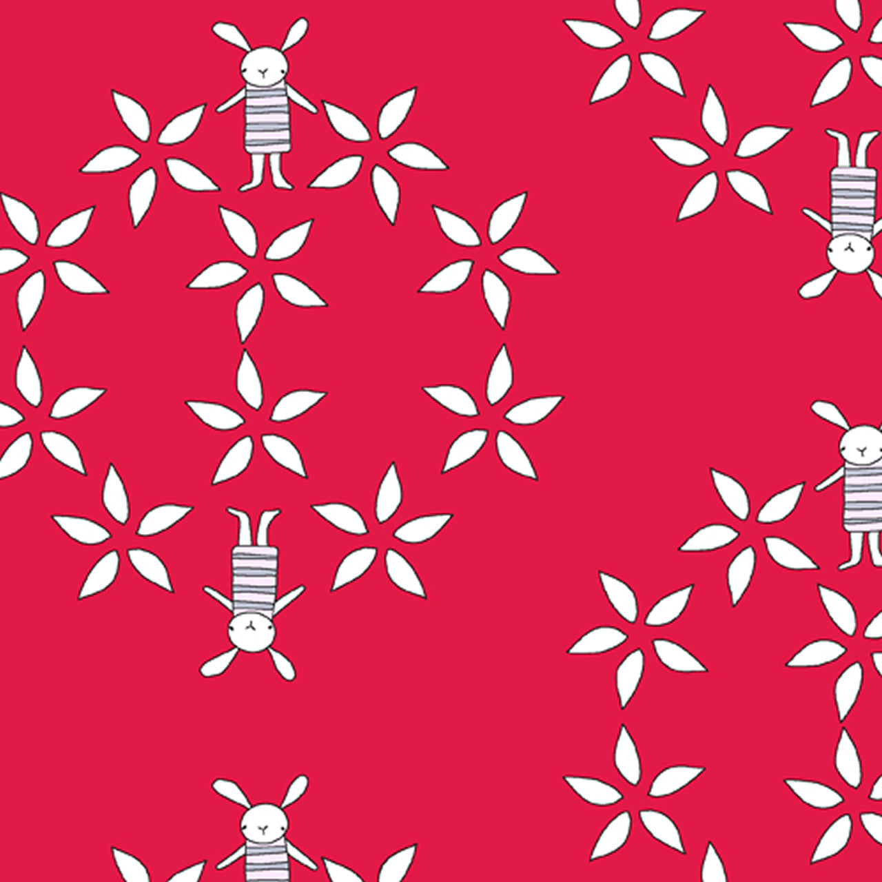 A-5760-C - Bunny White Flower - White - Ric Rac Rabbits Collection - BLT-P115