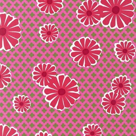 Pop Posies - Big Flowers - Blossoms - ANM-12798-106 - Multicolored - Fuchsia - Pink - Green - White on Pink - Robert Kaufman