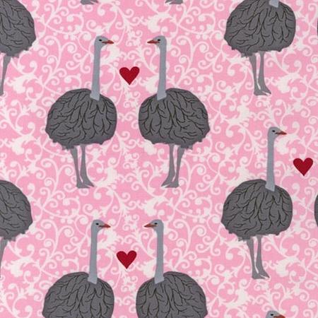 Olive Ostrich - AWN-13048-10 Pink - Pink Gray Red White - Robert Kaufman