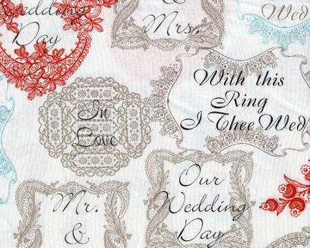 Micheal Miller - Mister and Misses - With This Ring - Wedding- CX5260-Sorb-D - Multicolored - Aqua Blue - Gray Brown - Orange Red - Michael Miller