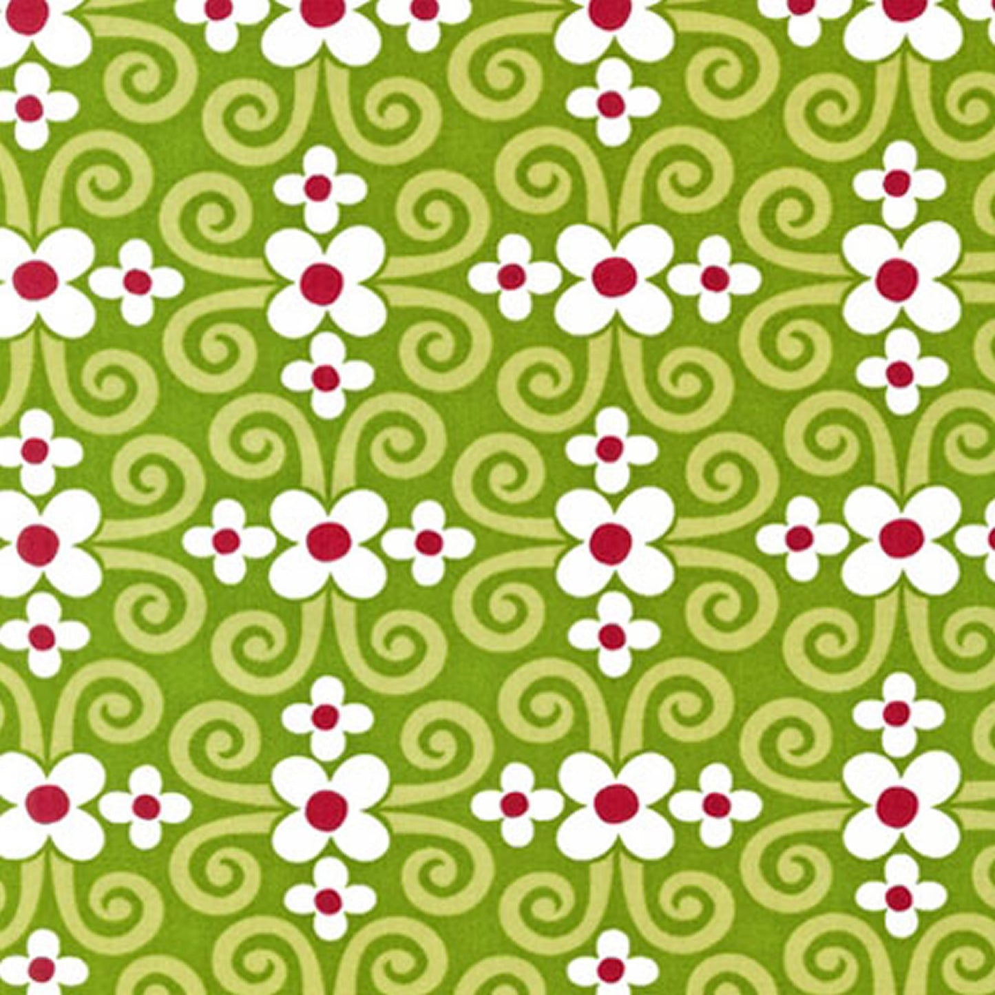 Pop Posies - Tiny Flowers - ANM-12796-106 Blossom - Fuchsia Green on White - Robert Kaufman