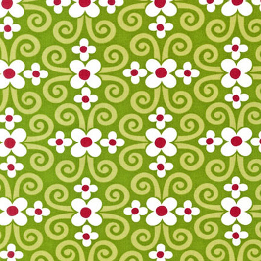 Pop Posies - Swirl Columns - ANM-12797-247 Cornflower FQ - Blue Brown on White - Robert Kaufman