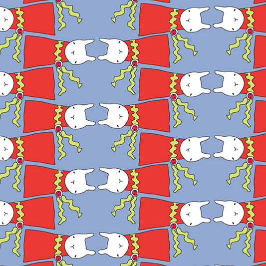 A-5759-B - Bunny Red Dress - Blue - Ric Rac Rabbits Collection - BLT-P112