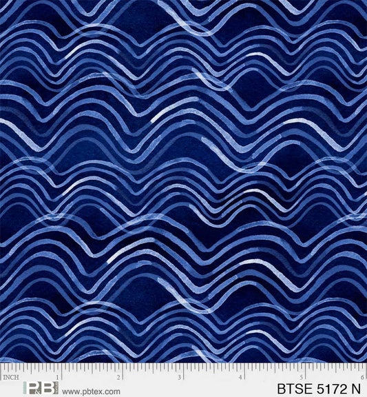 5172 N - By The Sea Collection - Waves - Maria Over - Dark Blues On Navy - BLT-Q4