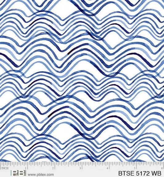 5172 WB - By The Sea Collection - Waves - Maria Over - Blues On White - BLT-Q5