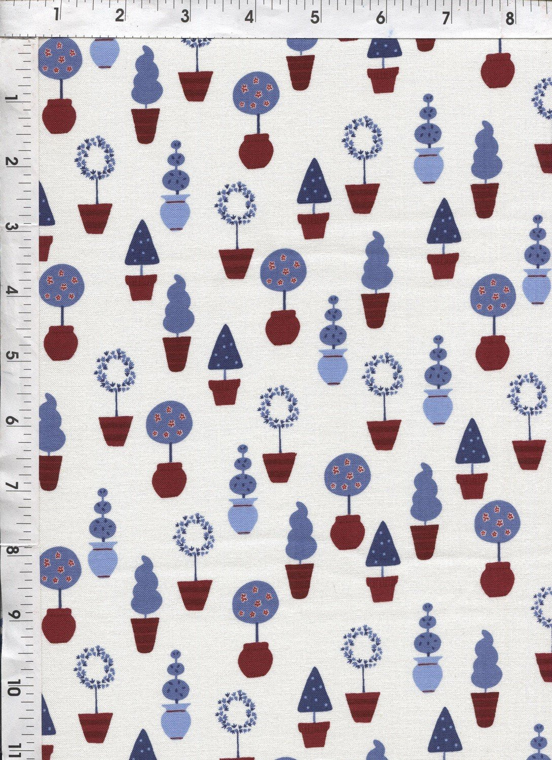 Viva La France - Topiaries - AMN-10880-67 - Multicolored - Blue - Red - Denim on White - Robert Kaufman