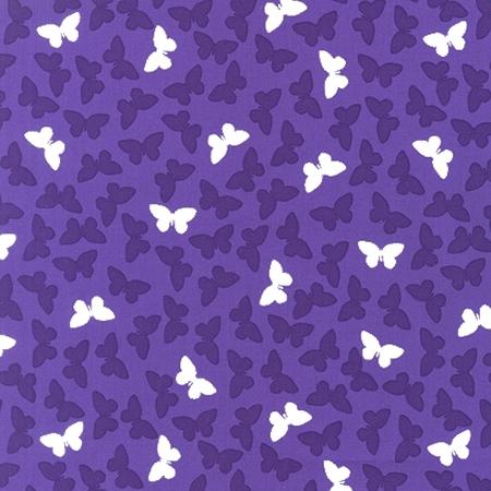 Fancy Flight - Butterflies - ANM-13723-201 Jewel - White - Purple on Purple - Robert Kaufman