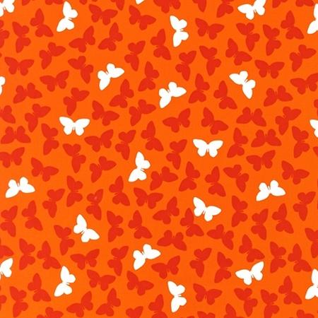Fancy Flight - Butterflies - ANM-13723-238 - Garden - White - Orange on Orange - Robert Kaufman
