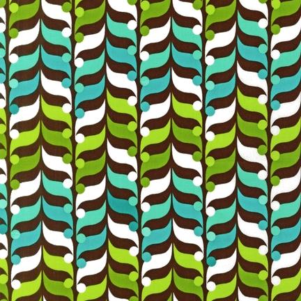 Fancy Flight - Leaves - ANM-13725-238 Garden - Green Teal White on Brown - Robert Kaufman