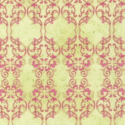 Natures Flora - Scroll Trellis - ATD-12030-238 Garden - Pink Yellow - Robert Kaufman