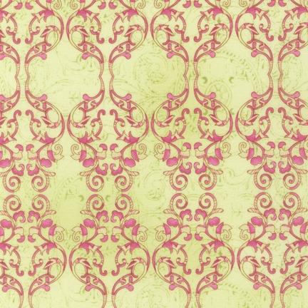 Natures Flora - Scroll Trellis - ATD-12030-238 Garden - Pink Yellow - Robert Kaufman