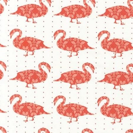 Modern Whimsy - Swan - Meadow - Pink on White - AWN-12060-270 - Robert Kaufman