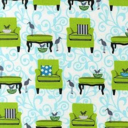 Perfectly Perched - Chair with Crane - AWN - 12848-270 Meadow - Aqua - Gray - Green - White - Robert Kaufman