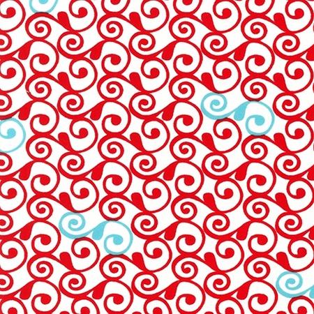 Perfectly Perched - Swirls & Waves - AWN-12850-203 Celebration - Aqua - Red - White - Robert Kaufman