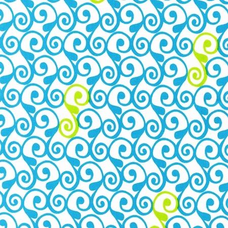 Perfectly Perched - Swirls & Waves - AWN-12850-270 Meadow - Aqua - Citron - White - Robert Kaufman