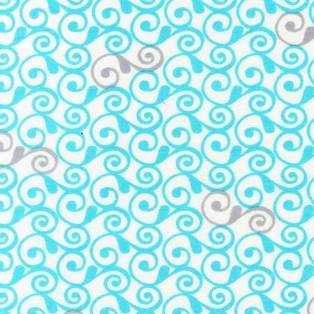 Perfectly Perched - Swirls & Waves - AWN-12848-20 Aqua FQ - Gray - White - Robert Kaufman