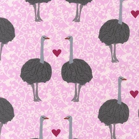 Olive Ostrich - AWN-13048-97 Lilac FQ - Rose Gray Red White - Robert Kaufman