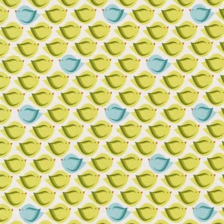 Puffy Bird - Heaven & Helsinki Collection by Patty Young - DC5595-Green FQ - Blue - Citron - Green - Michael Miller