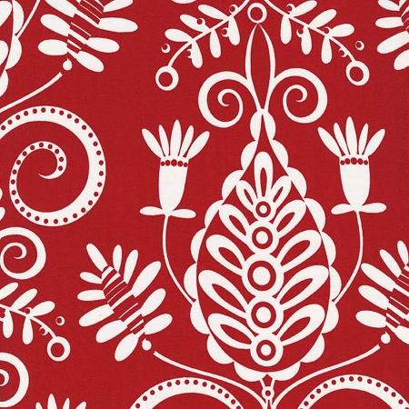 Pillow and Maxfield - Large Whimsy Doozier - White on Santa Red - DC-4094-Santa  - Yardage A La Carte