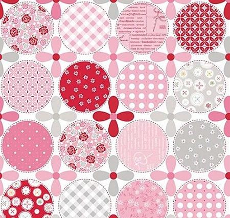 Polka Dots - Designer Cloth - Stitches Collection by Lori Holt of Bee in My Bonnet - DC3054 Pink FQ - Pink, Red, Gray on White - Riley Blake