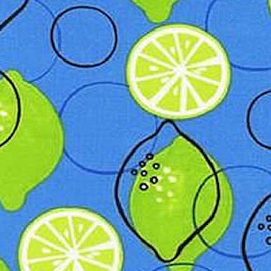 Robert Kaufman - AMN-11267-4 - Limes - Metro Market - Limes On Blue - Yardage A La Carte