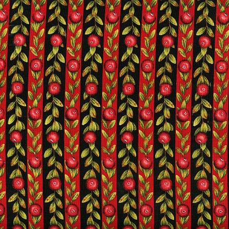 Fresh Cranberries - Striped -  AJA-12535-2 - Black - Green- Red -  - Robert Kaufman