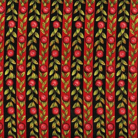 Fresh Cranberries - Striped -  AJA-12535-2 - Black - Green- Red -  - Robert Kaufman