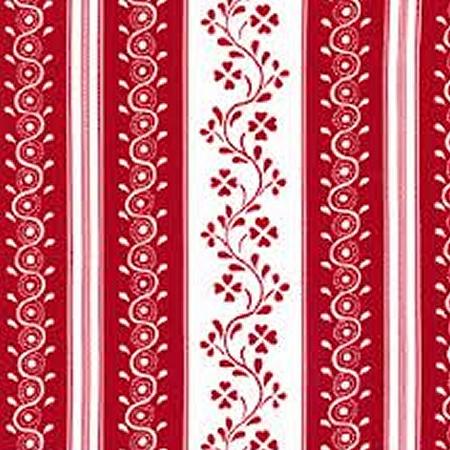 Swirl Floral Stripe - Weekend Clubhouse - SG5225-REDX - Red - White - Michael Miller