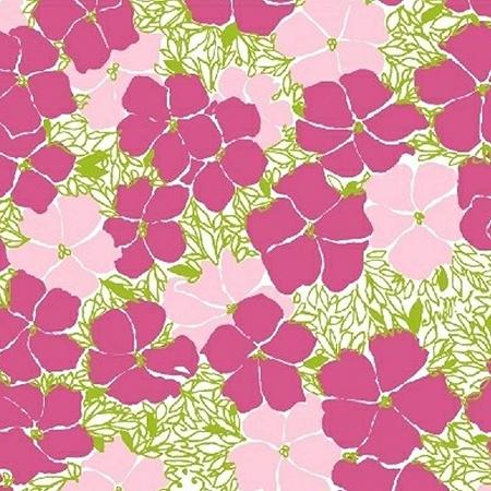 Small Packed Floral - Petal Pushers Collection - 33423-2 - Fuchsia - Green - Pink Background - Windham Fabrics