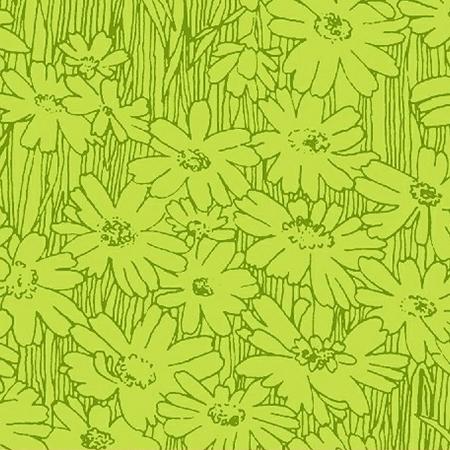 Tonal Daisies - Petal Pushers Collection - 33424-3 - Tone on Tone Green on Lime - Windham Fabrics