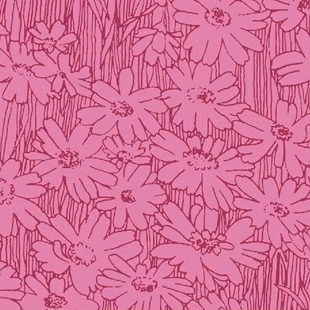 Tonal Daisies - Petal Pushers Collection - 33424-2 - Tone on Tone Fuchsia on Pink - Windham Fabrics