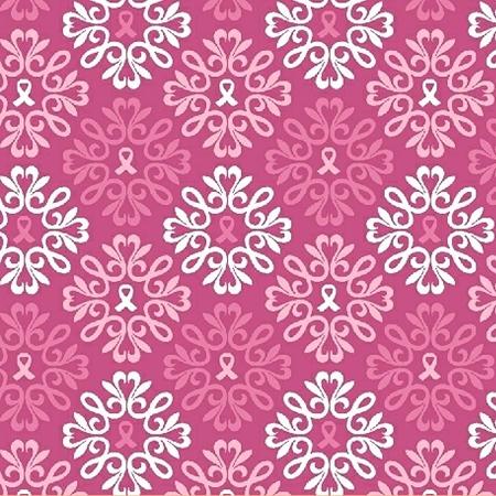 Ribbon Medallion - Breast Cancer Collection - 35046-2 - Pink White - Windham Fabrics